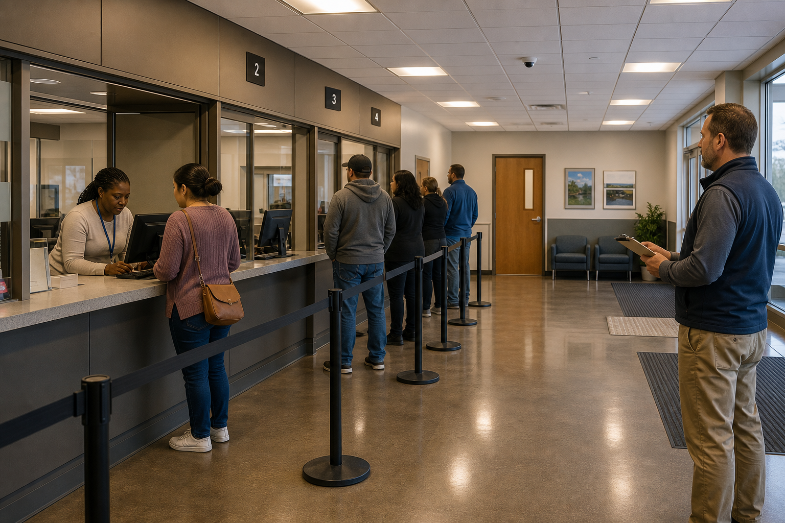 Accessible service counter inside a modular government building